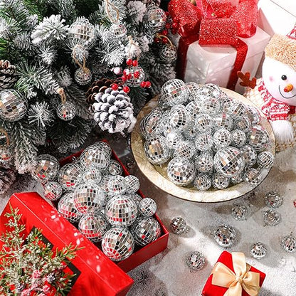 Mini Disco Ball Ornaments - 2 Inch & 1 Inch Hanging Party Decorations, 200 Pack