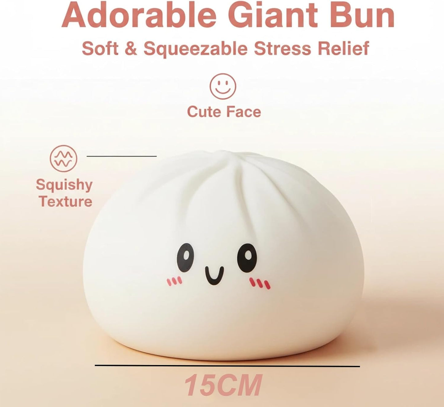 Skiennix Jumbo Dumpling Squishy | Giant Stress Ball for Adults - Soft Squeeze Anxiety Relief (Pink, 15cm)