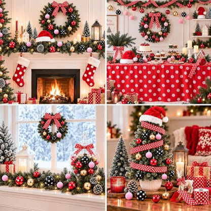 27Pcs Christmas Tree Decoration Set with Polka Dot Ornaments and Tree Skirt