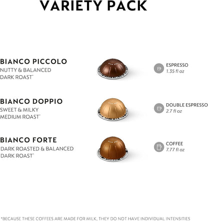 Nespresso Capsules Vertuo, Bianco Variety Pack, 30-Count Coffee Pods