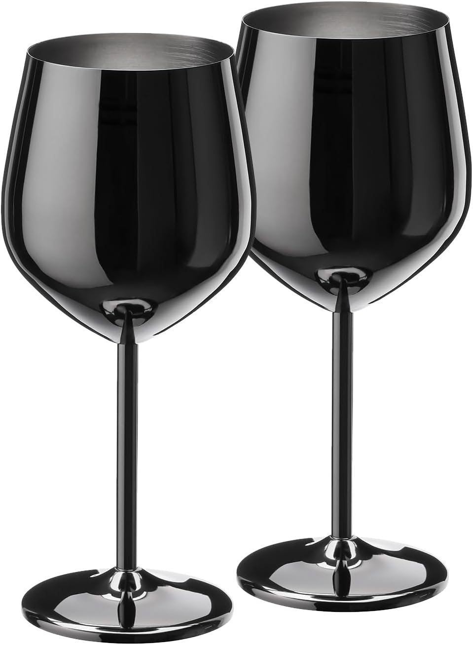 WOTOR Wine Glasses Set of 2, 18oz Stainless Steel Wine Glasses, Unbreakable & Portable Stemmed Metal Wine Glass for Outdoor, Travel, Camping and Pool, Ideal Gift for Wine Lovers (Glossy Dark Grey)