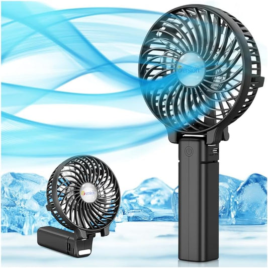 VersionTECH. Portable Handheld Fan - Powerful 4000mAh Battery | 180° Foldable Mini Table Fan in Black