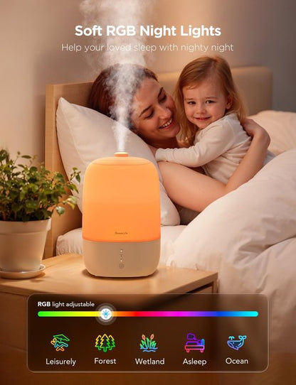 GoveeLife Smart Humidifier - 3L Top Fill Cool Mist with Essential Oil Diffuser & WiFi Control | Ideal for Home, Baby & Plants