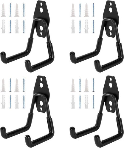 Garage Tool Organizer - Heavy Duty Steel Hooks for Ladders, Garden Tools & Bikes | 4 Pack
