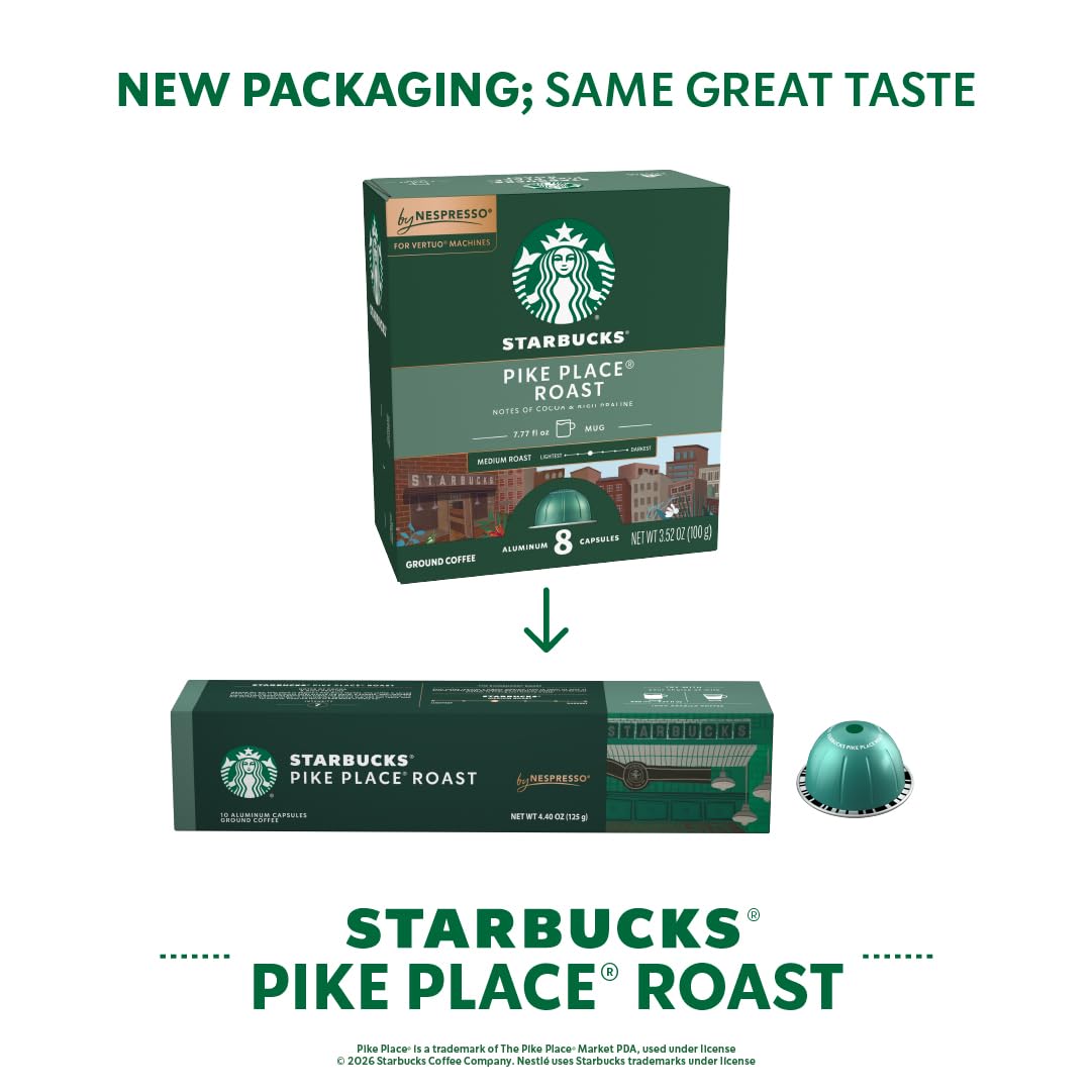Starbucks by Nespresso Coffee Pods Variety Pack - Blonde, Medium & Dark Roast, 30-Count, 7.8 oz Brews