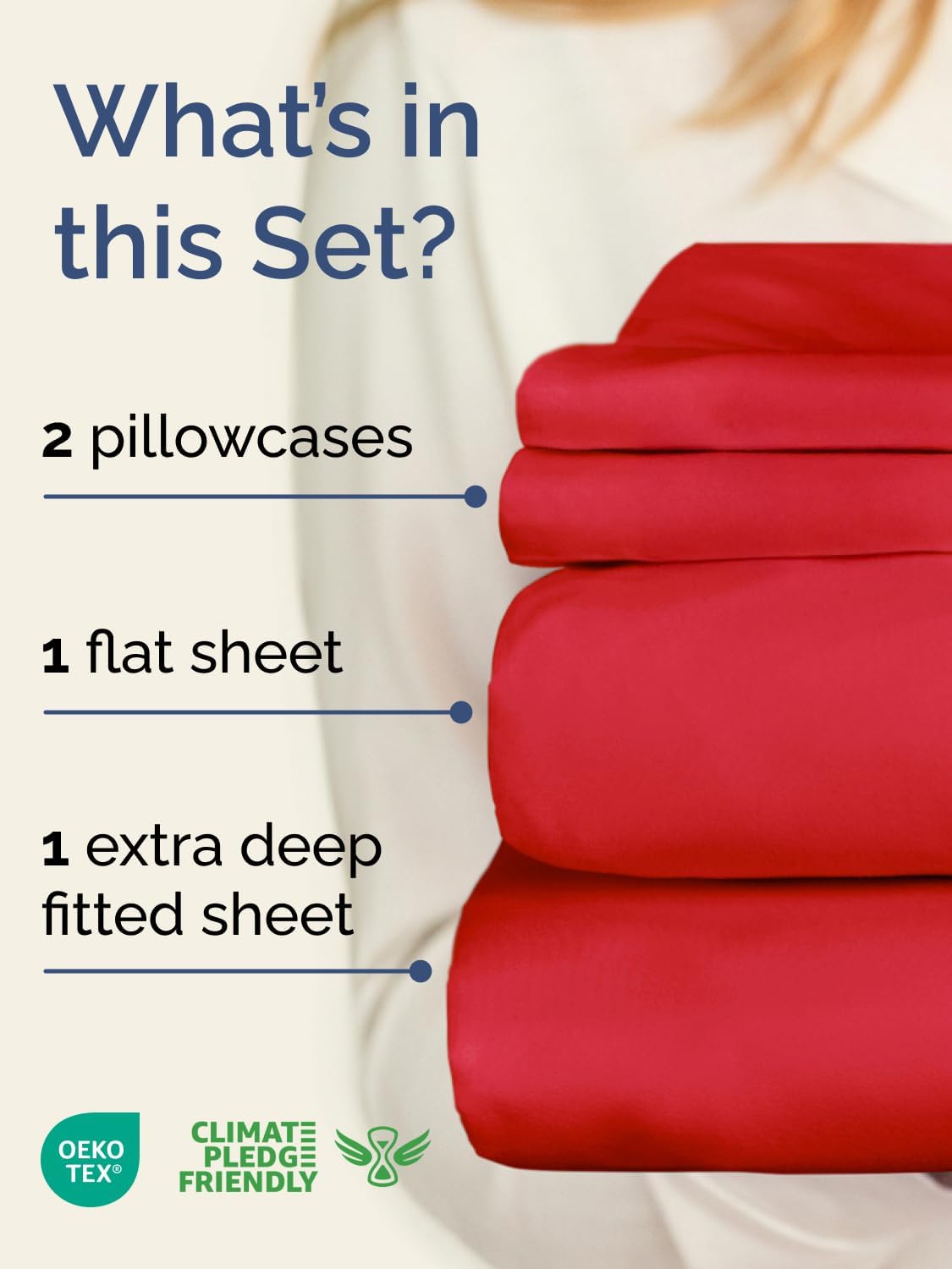 Skiennix Extra Deep Twin XL Sheet Set - 4 Piece Cooling Bedding - Soft, Wrinkle-Free Red Sheets for Ultimate Comfort