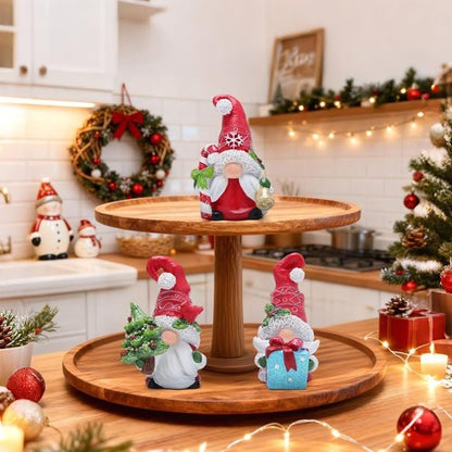 Hodao Christmas Gnome Decorations - Hand-Painted Resin Santa Gnomes Set of 3 for Holiday Home Decor