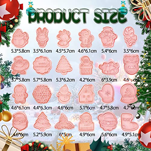 Christmas Cookie Stamps 24-Piece Gingerbread Cookie Cutters with Santa Elk Snowman Shapes