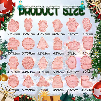 Christmas Cookie Stamps 24-Piece Gingerbread Cookie Cutters with Santa Elk Snowman Shapes