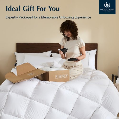 Pacific Coast Premium Goose Down Fiber Comforter King Size, 420TC 100% Australian Cotton Shell, All-Season Comforter with Hidden Baffle Box & Double-Stitched Piping (106"x90")