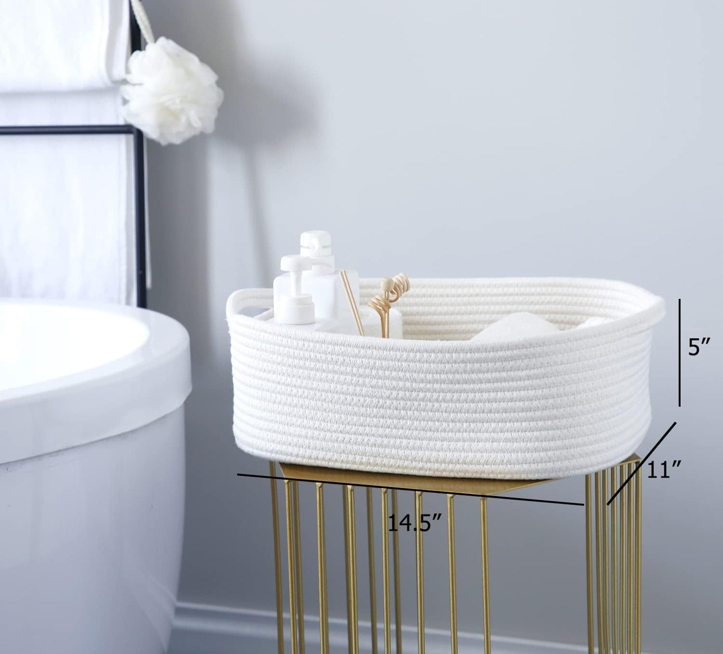 Regine Switzerland Woven Cotton Rope Storage Basket - Versatile Organizer for Baby Nursery & Pet Toys (White)