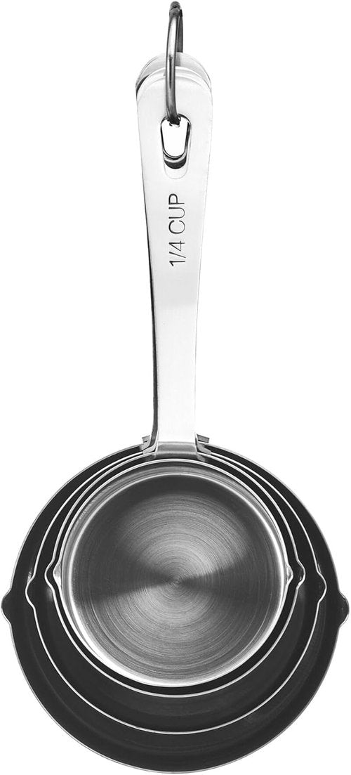 Amco Stainless Steel Measuring Cups Set - Dual Spouts for Left & Right-Handed Use | 4 Sizes - Dishwasher Safe Kitchen Essential