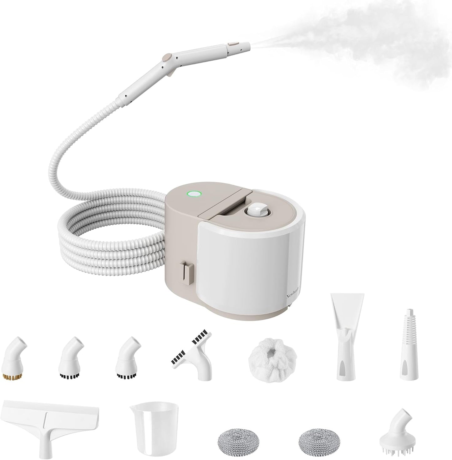 Newbealer Handheld Steamer - Multi-Purpose Steam Cleaner with 12-Piece Accessory Kit | Stainless Steel Boiler, Max 5 Bar Pressure