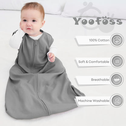 Yoofoss Baby Sleep Sack 18-24 Months Baby Wearable Blanket 100% Organic Cotton 2-Way Zipper Toddler Sleeping Sack，3 Pack Soft Lightweight Sleep Sacks for Babies