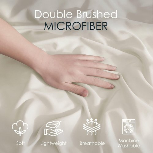 Hearth & Harbor Queen Duvet Cover Set - Soft Off White 3-Piece Bedding with Button Closure | 90x90 Inches