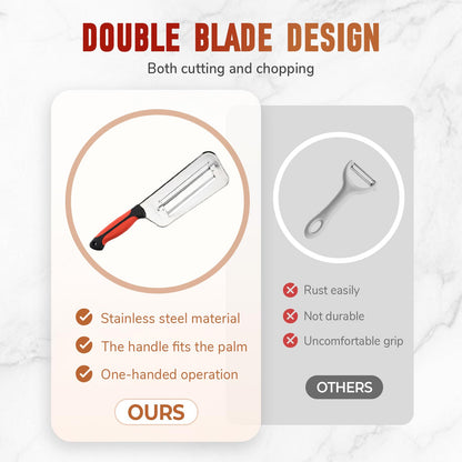 Multifunctional Vegetable Cutter, 2025 Upgraded Stainless Steel Double-layer Slicer, Cabbage Slicer Shredder, Stainless Steel Vegetable Cutter (2, Black Red)