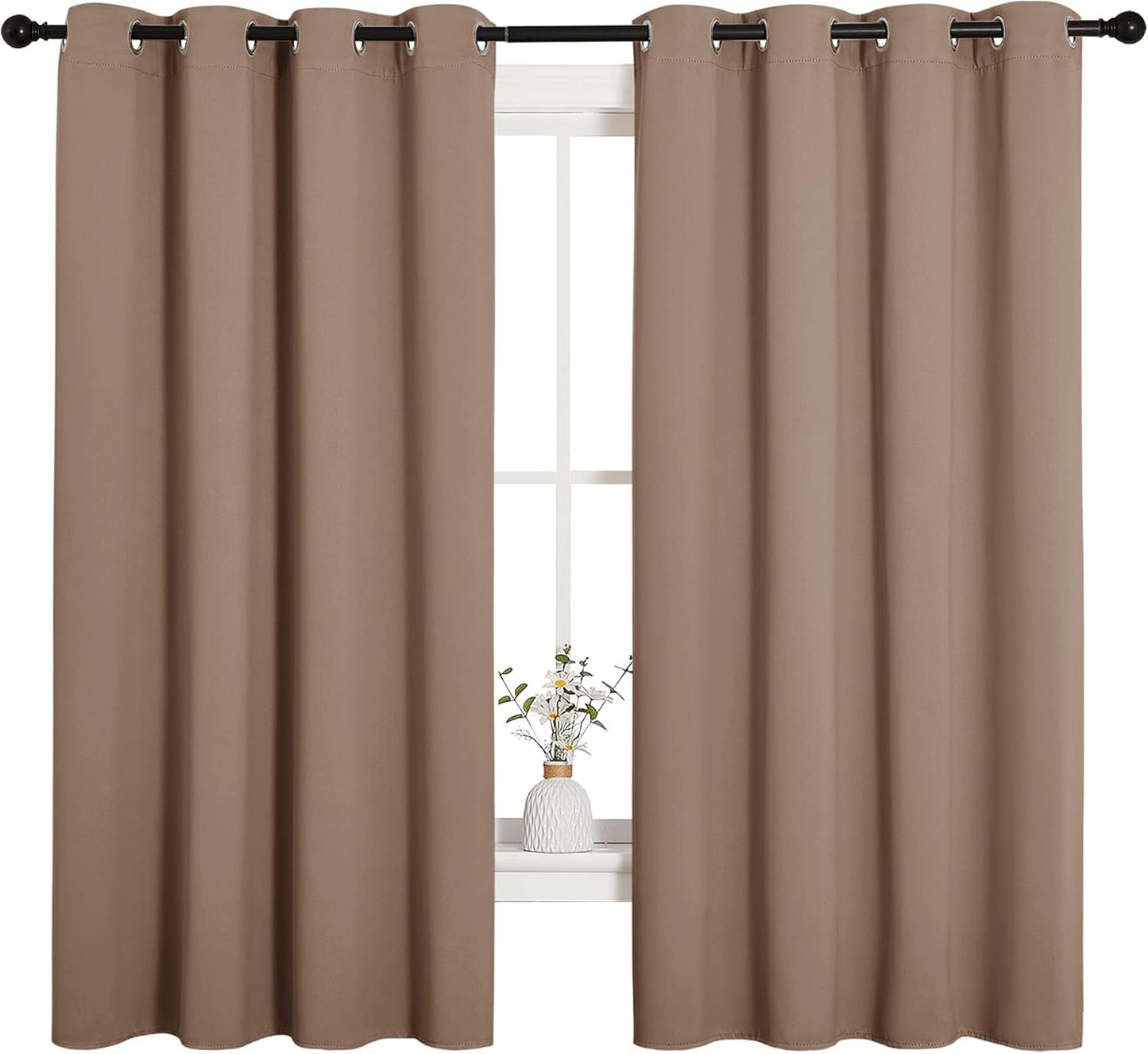NICETOWN Blackout Window Curtains - Thermal Insulated Drapery Panels | Set of 2, 55x68 Inches, Cappuccino
