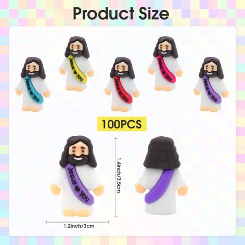 Little Jesus Figurines - 100 Pack Pocket-Sized Religious Gifts | Perfect for Baptism, Easter & Church Events