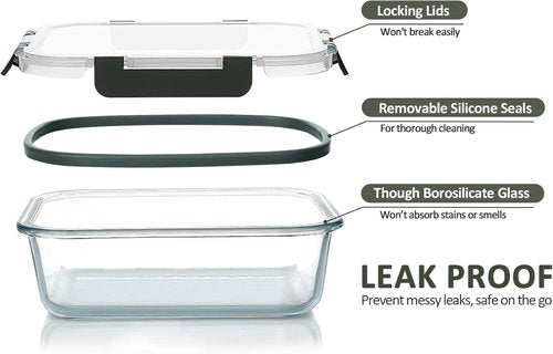 MCIRCO Glass Food Storage Containers - 30-Piece Airtight Meal Prep Set with Snap Locking Lids | Microwave & Oven Safe