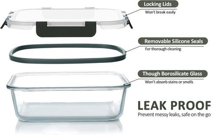 MCIRCO Glass Food Storage Containers - 30-Piece Airtight Meal Prep Set with Snap Locking Lids | Microwave & Oven Safe