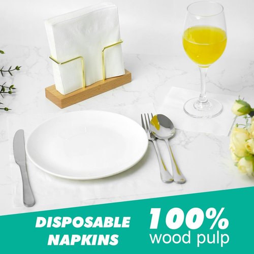 JINVOGREEN 1000 Count Cocktail Napkins Bulk 2-Ply White Beverage Paper Napkins Disposable for Bars, Lunch, Parties, Restaurant and Everyday Use - 5.3 x 5.3 Inch Folded