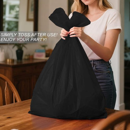 Childom Plastic Tablecloths - 3 Pack Disposable Black for Rectangle Tables 54" x 108" | Perfect for Parties & Events
