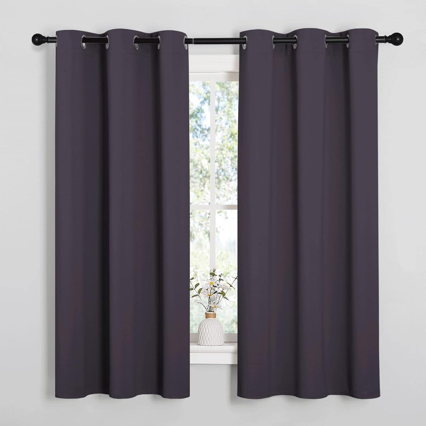 NICETOWN Greyish Purple Blackout Curtains - Thermal Insulated Drapes for Small Windows | 54" Length, 34" Wide, 2 Panels