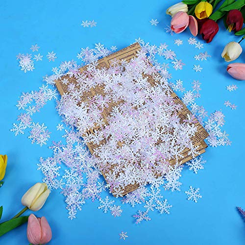 Christmas Snowflake Confetti Set - 800 Pieces Glitter Silver Sequins in 3 Sizes