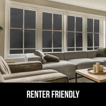 Gorilla Guard Window Privacy Film, Removable Two Way Sun Blocking, Reusable No Residue Stickers, Strong Static Clings to Glass Windows, Decorative Bathroom Door Coverings, 17.5 x 78.7 Inch, Black