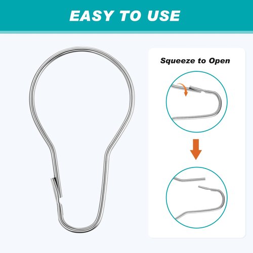Gisafai 300 Pcs Metal Shower Curtain Hooks Rust Proof Hanging Shower Clips Curtain Rings Practical Hanger for Home Bathroom Bedroom Kitchen Rods Application (Silver)