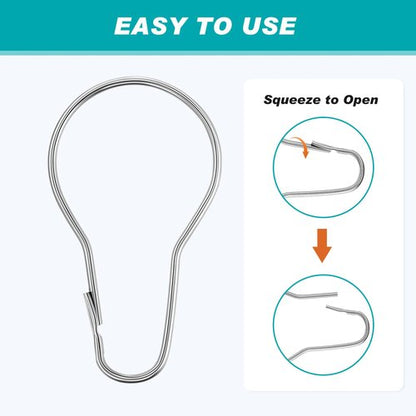 Gisafai 300 Pcs Metal Shower Curtain Hooks Rust Proof Hanging Shower Clips Curtain Rings Practical Hanger for Home Bathroom Bedroom Kitchen Rods Application (Silver)