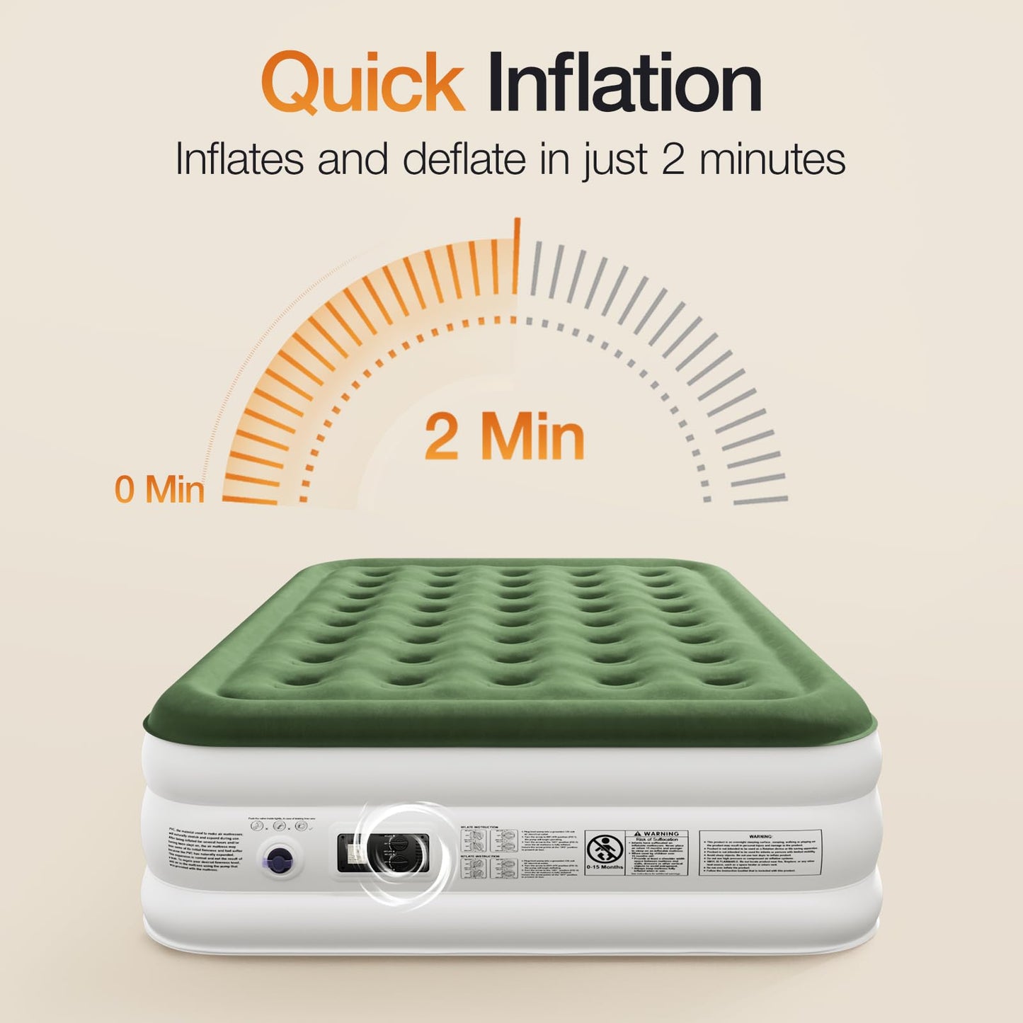 Zearna Air Mattress Queen with Built in Pump - Upgraded Blow Up Bed, 2 Mins Quick Self Inflatable, 13"/650lbs Max, All Night No Lost Air, Strong Support, for Camping,Home,Guests,Portable Travel