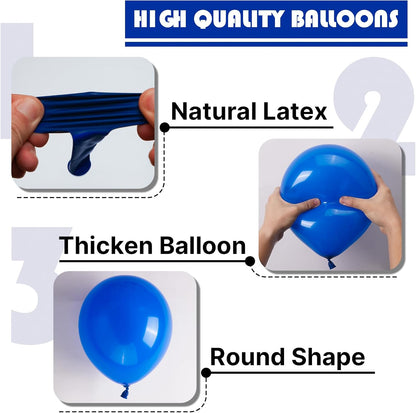 PartyWoo Royal Blue Balloons - 152-Piece Arch Kit for Baby Showers & Graduations | 5-12 Inch Sizes