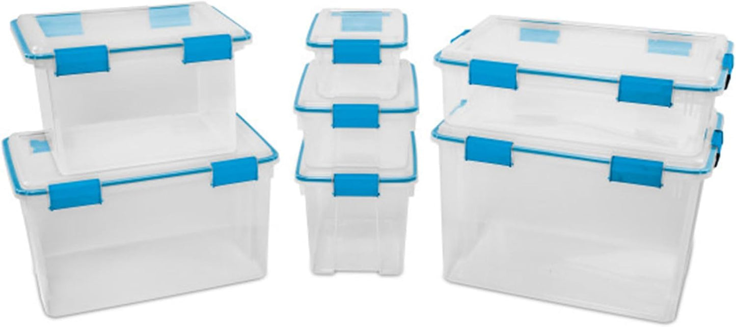 Sterilite 54 Quart Gasket Box - Stackable Clear Plastic Storage Bins with Lids for Home Organization