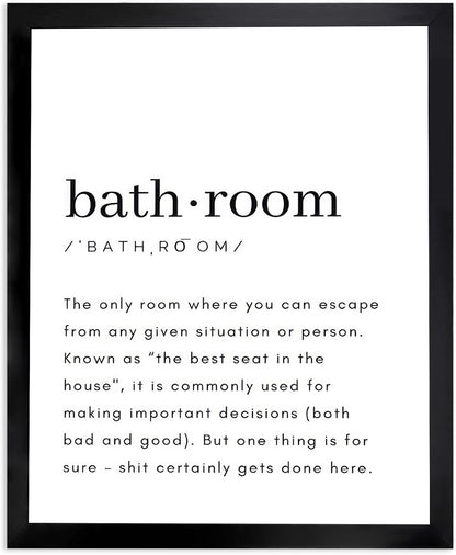Regine Switzerland Black and White Bathroom Wall Art - Funny Definition Print | Minimalist 8x10in Framed Decor