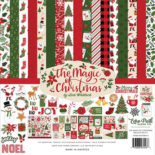 Christmas Scrapbook Paper and Sticker Kit - 12x12 Double Sided Cardstock