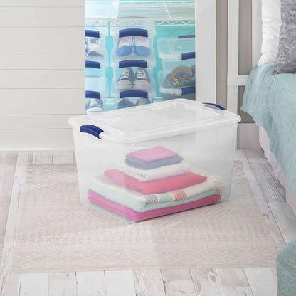 66 Quart Clear Plastic Storage Bins by [Brand Name] - Large Stackable Containers with Secure Latches for Home & Office