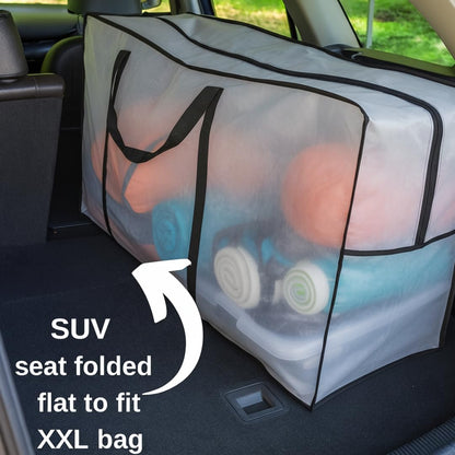 Skiennix 68.5 GAL Jumbo Heavy-Duty Storage Bags - Extra Large Reusable Totes with Strong Handles | Translucent