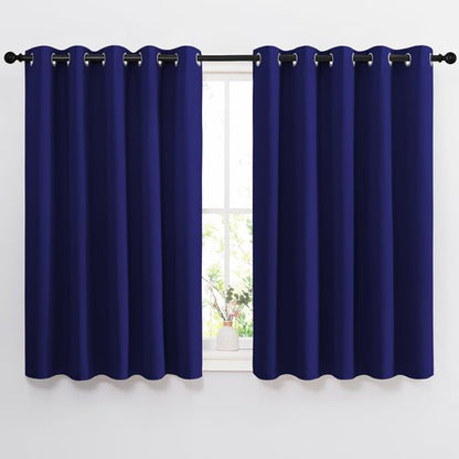 NICETOWN Bedroom Blackout Curtains Panels - Window Treatment Thermal Insulated Solid Grommet Blackout for Living Room (Set of 2, 66 by 54 Inch, Navy Blue)