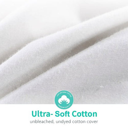 APSMILE King Size Luxury 100% Organic Cotton All Season Down Feather Fibers Comforter, Extra Fluffy Medium Warmth Duvet Insert(106x90, Ivory White)