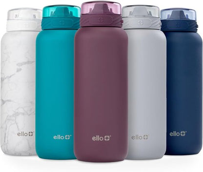Ello Cooper 22oz Stainless Steel Water Bottle - Vacuum Insulated, Leak Proof Lid, Fits Car Cupholder | Figgy Pudding