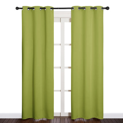 NICETOWN Green Blackout Curtains Window Panels, Window Treatment Thermal Insulated Solid Grommet Blackout Draperies/Drapes for Christmas Bedroom (Set of 2, 34 by 84 Long, Fresh Green)