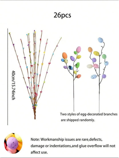 Skiennix 13PCS Artificial Easter Spray Vines - Pastel Eggs & Berries for Spring Decor