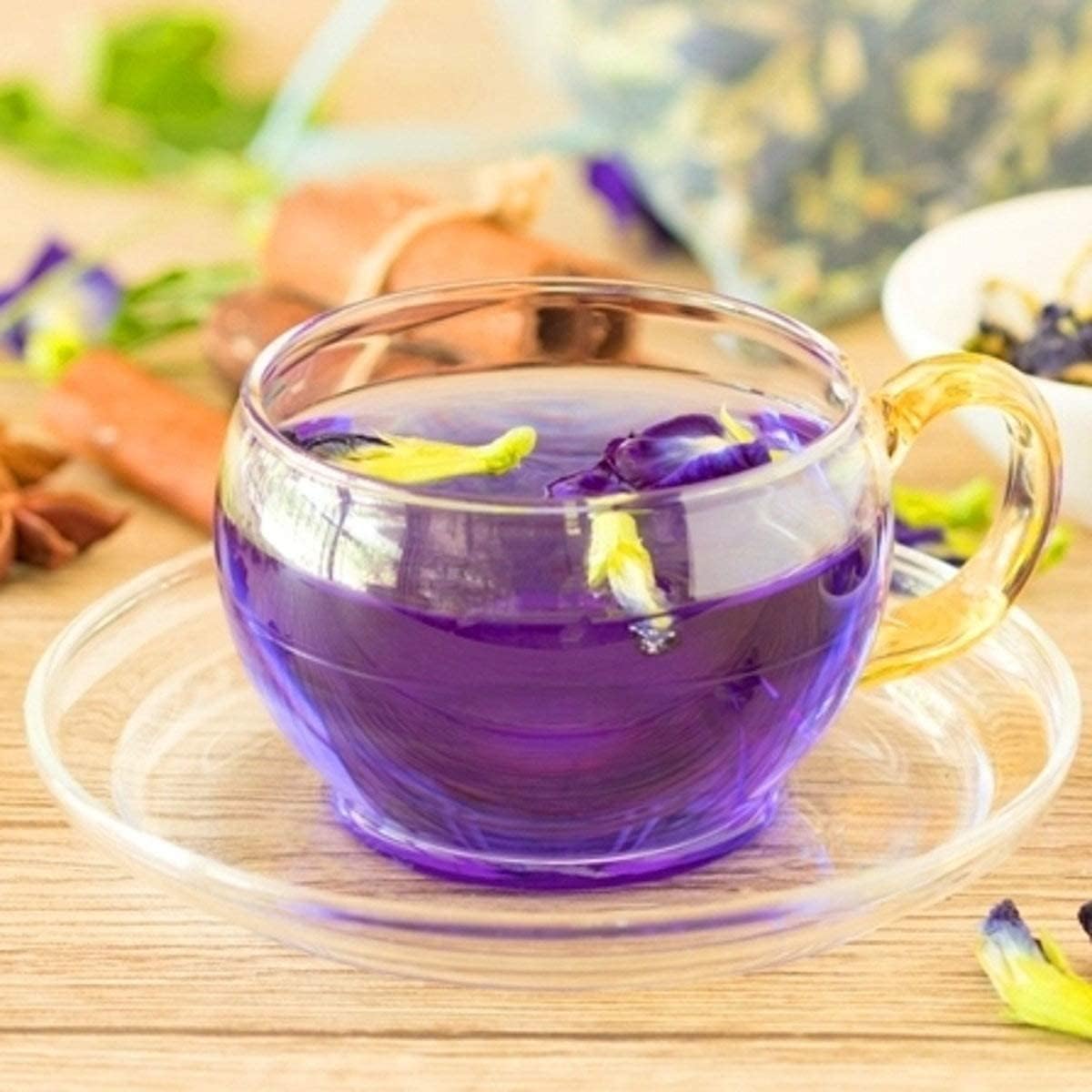 BLUE TEA - Purple Tea - 1.76 Oz - 50+ Cups - Loose | GIFTING DELIGHT | Flower Based - Detox Tea - Non-Bitter - Herbal Tea - Caffeine Free - Gluten Free - Non-GMO | Eco-Conscious Tin Packed