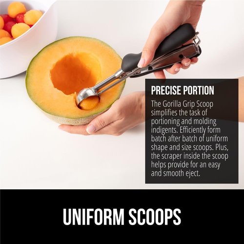 GORILLA GRIP Cookie Scoop - BPA-Free 304 Stainless Steel, Soft Grip Handle, 2 TBSP Size, Black
