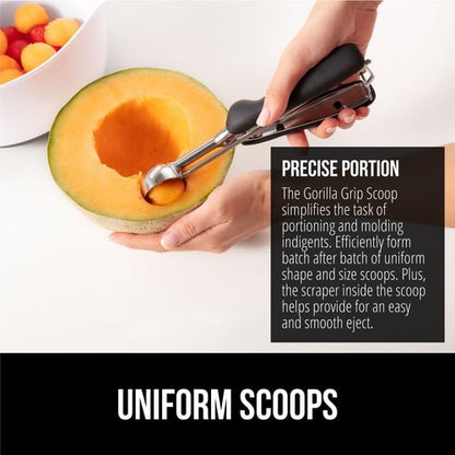 GORILLA GRIP Cookie Scoop - BPA-Free 304 Stainless Steel, Soft Grip Handle, 2 TBSP Size, Black