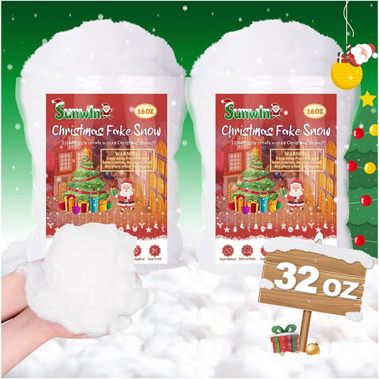 Regine Switzerland 32 OZ Fluffy Artificial Snow - White Cotton Faux Snow for Christmas Decor & Crafts