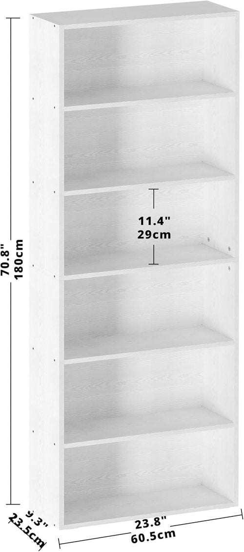 IRONCK 6-Tier Floor Standing Bookshelf - 70-Inch Tall Storage Shelves for Home Office & Living Room
