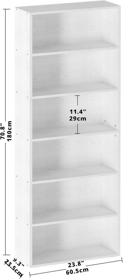IRONCK 6-Tier Floor Standing Bookshelf - 70-Inch Tall Storage Shelves for Home Office & Living Room