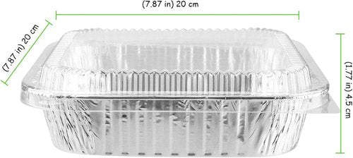 Aluminum Foil Pans - 40 Pack 7.8" Square Disposable Containers with Clear Lids for Cooking & Baking